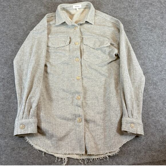 Bohme Shirt Jacket Womens Small Gray Button Up Overshirt Frayed Shacket Y2K - Picture 1 of 5